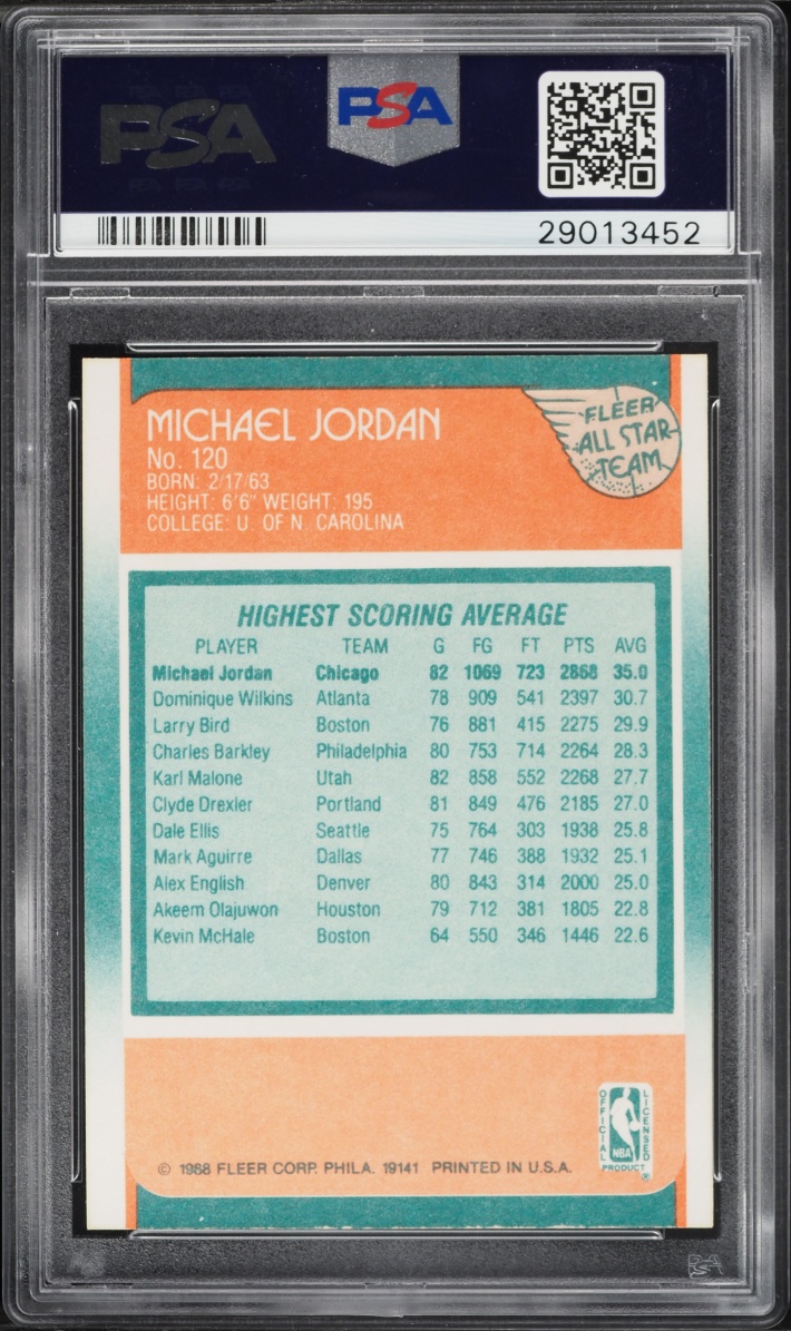 1988 Fleer All-Star Michael Jordan #120 PSA 9 MINT - Photo 2