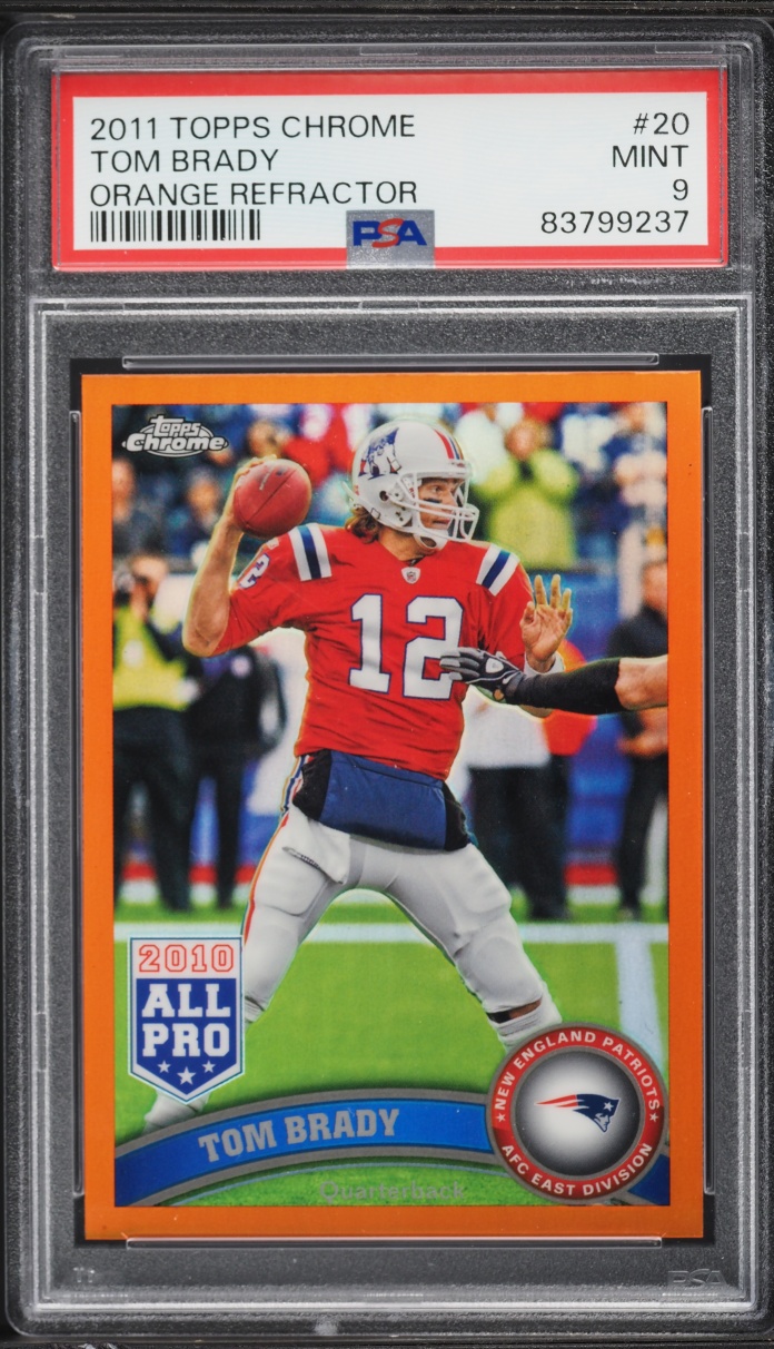 2011 Topps Chrome Orange Refractor Tom Brady #20 PSA 9 MINT