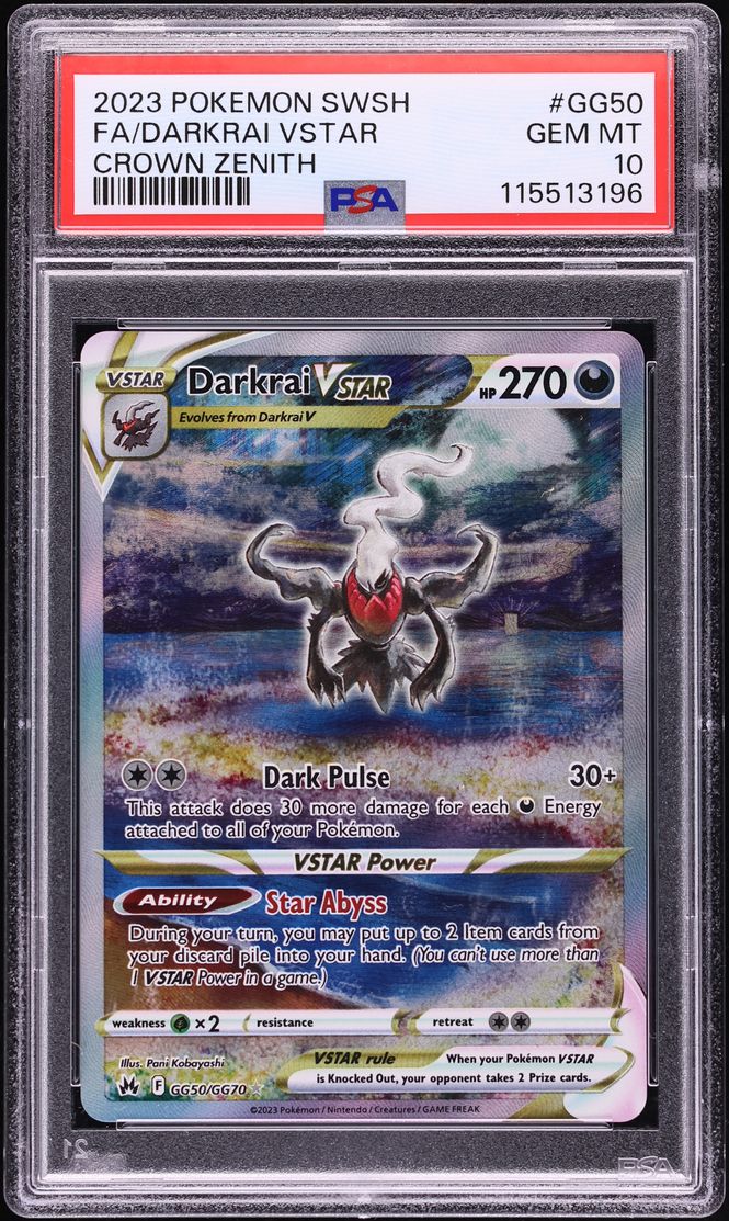 2023 Pokemon Sword & Shield Crown Zenith Alt Art Darkrai VSTAR #GG50 PSA 10 GEM MINT