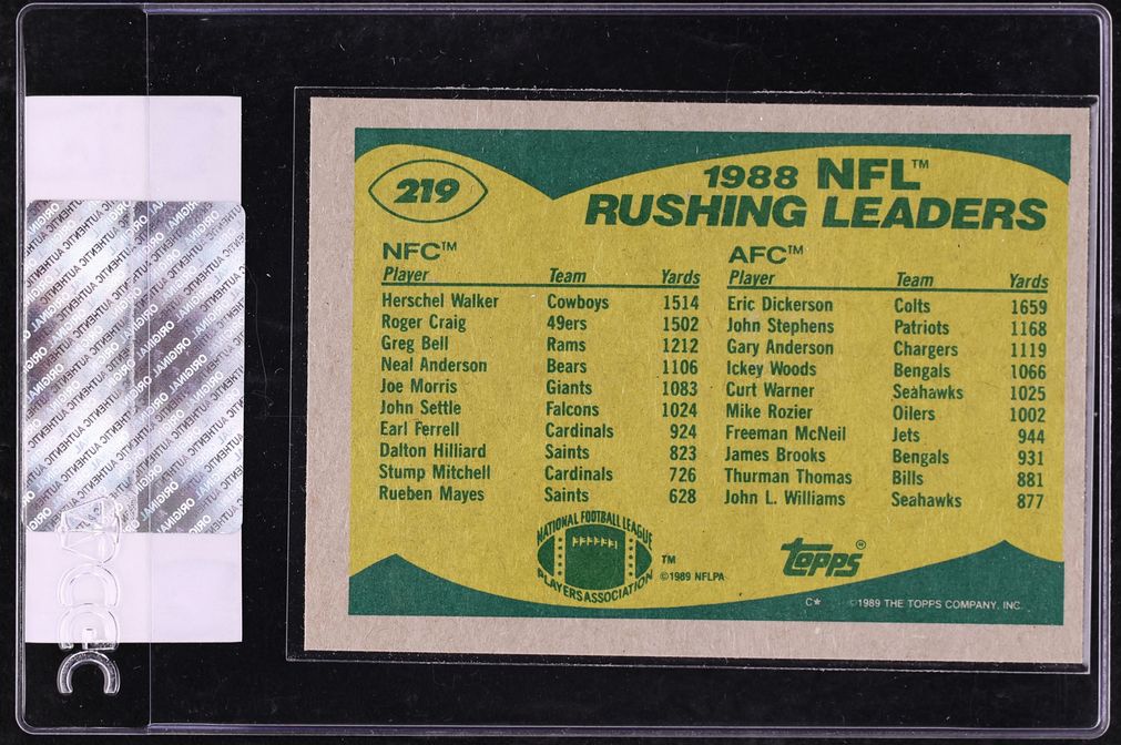 1989 Topps Football Herschel Walker Eric Dickerson #219 CGC AUTH