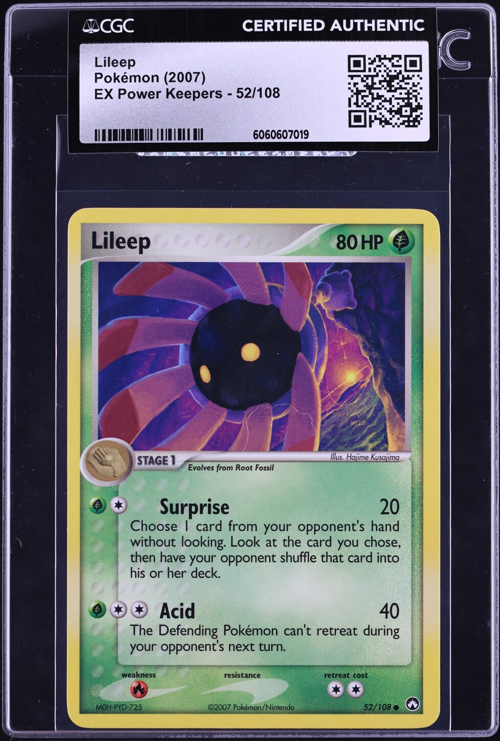 2007 Pokemon EX Power Keepers Lileep #52 CGC AUTH