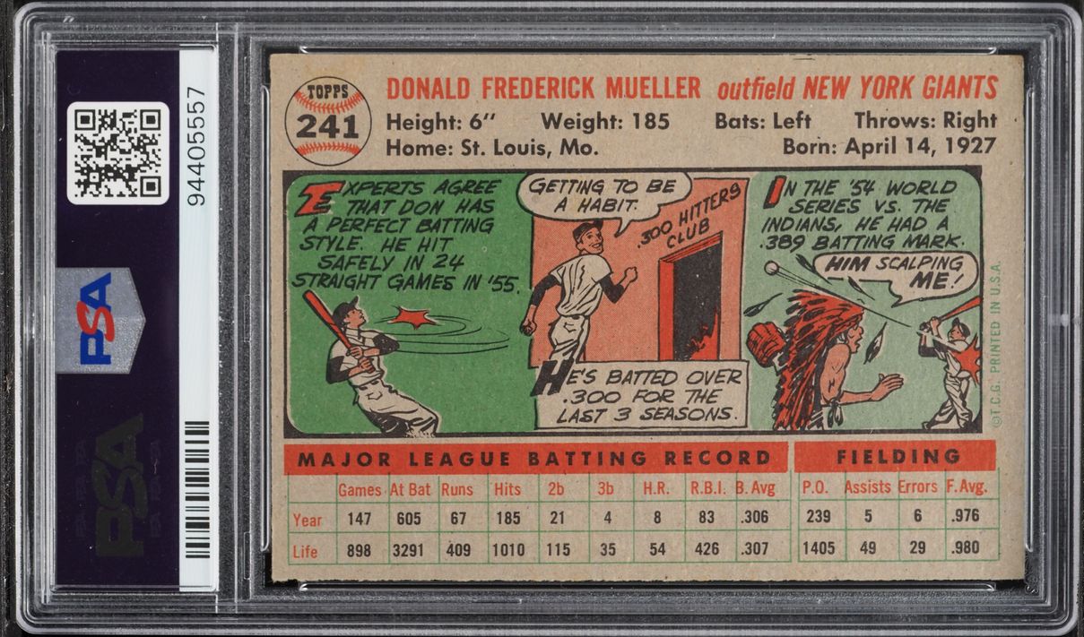 1956 Topps Don Mueller #241 PSA 6 EXMT