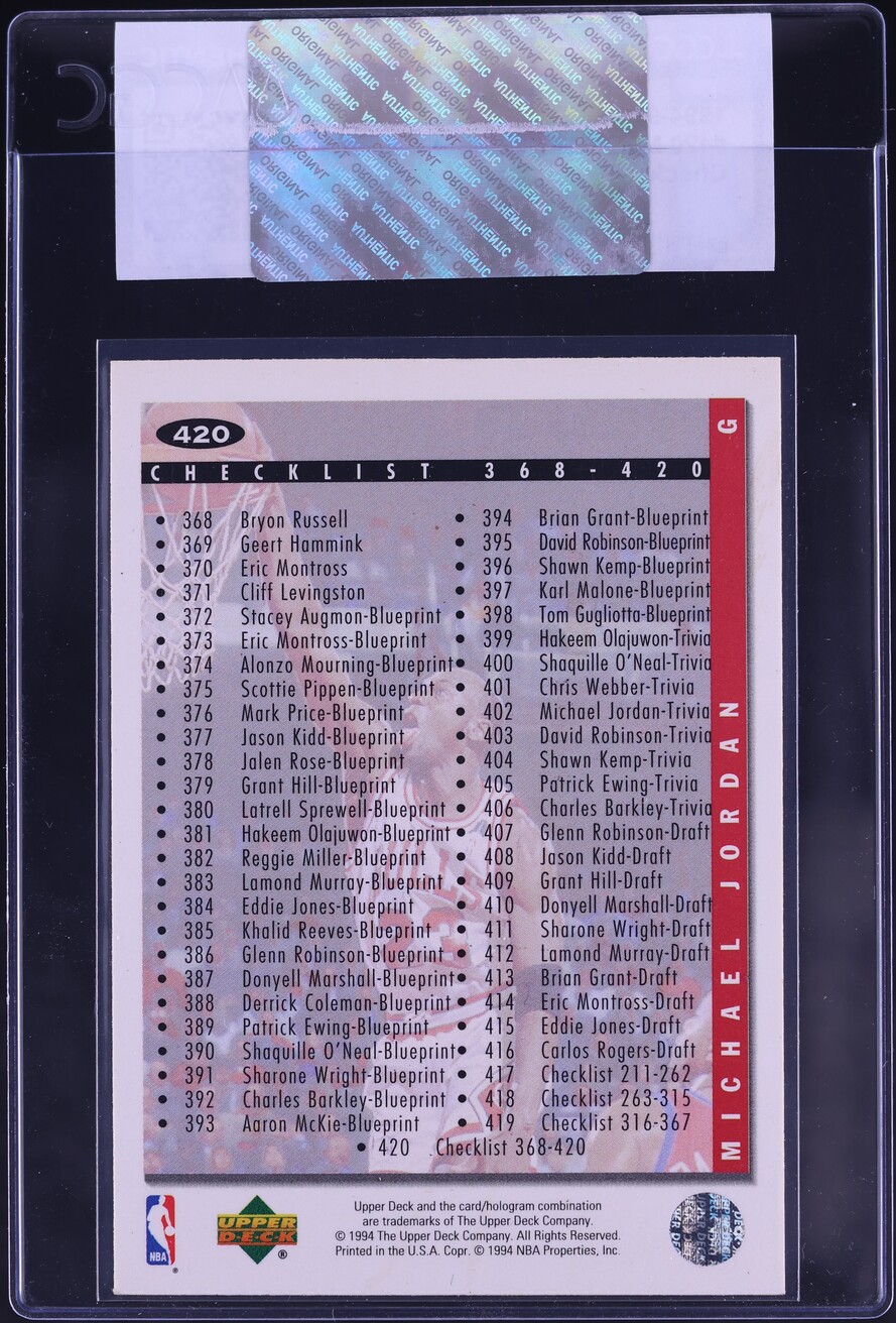 1994 Collector's Choice Checklist 368-420 Michael Jordan #420 CGC AUTH