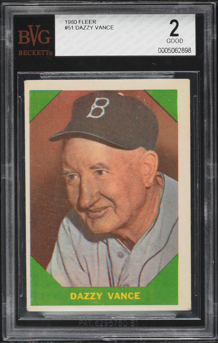 1960 Fleer Dazzy Vance #51 BVG 2 GD