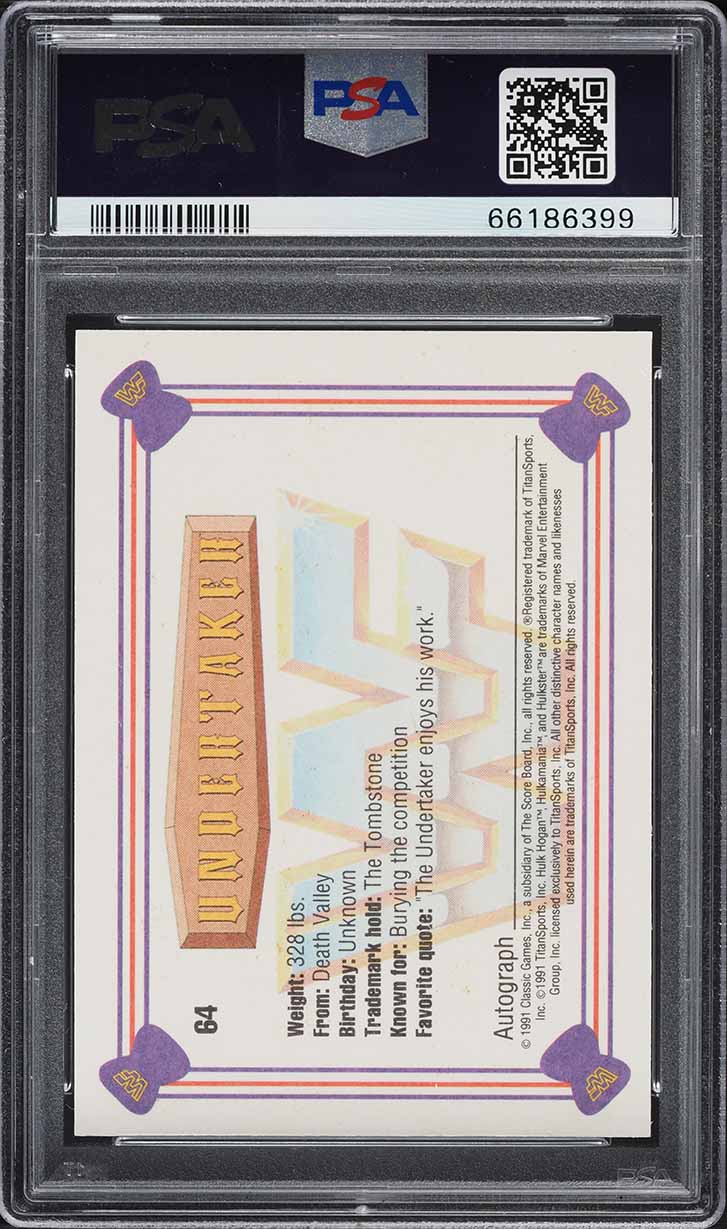 1991 Classic WWF Wrestling Undertaker #64 PSA 9 MINT