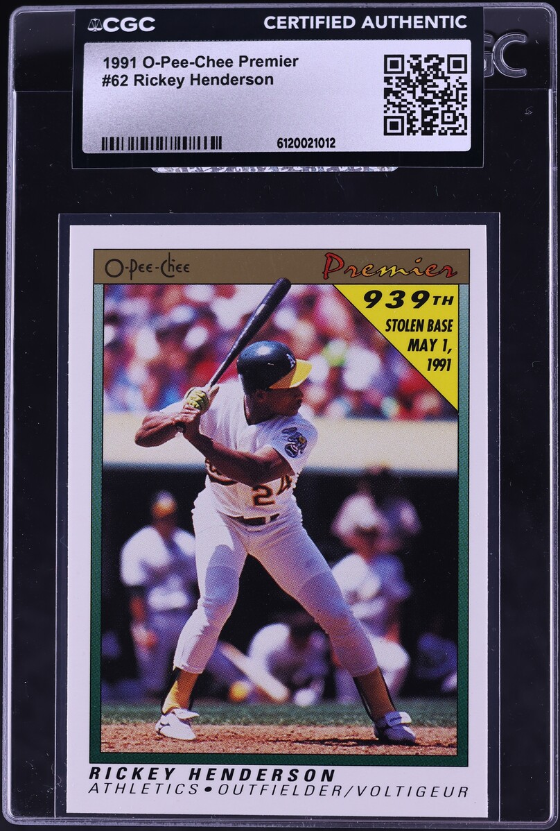 1991 O-Pee-Chee Premier Rickey Henderson #62 CGC AUTH