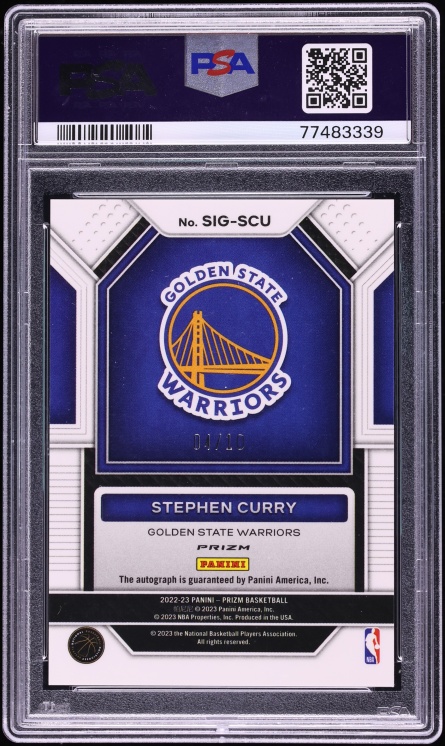 2022 Panini Prizm Signatures Gold Stephen Curry AUTO /10 #SIG-SCU PSA 10 GEM MINT