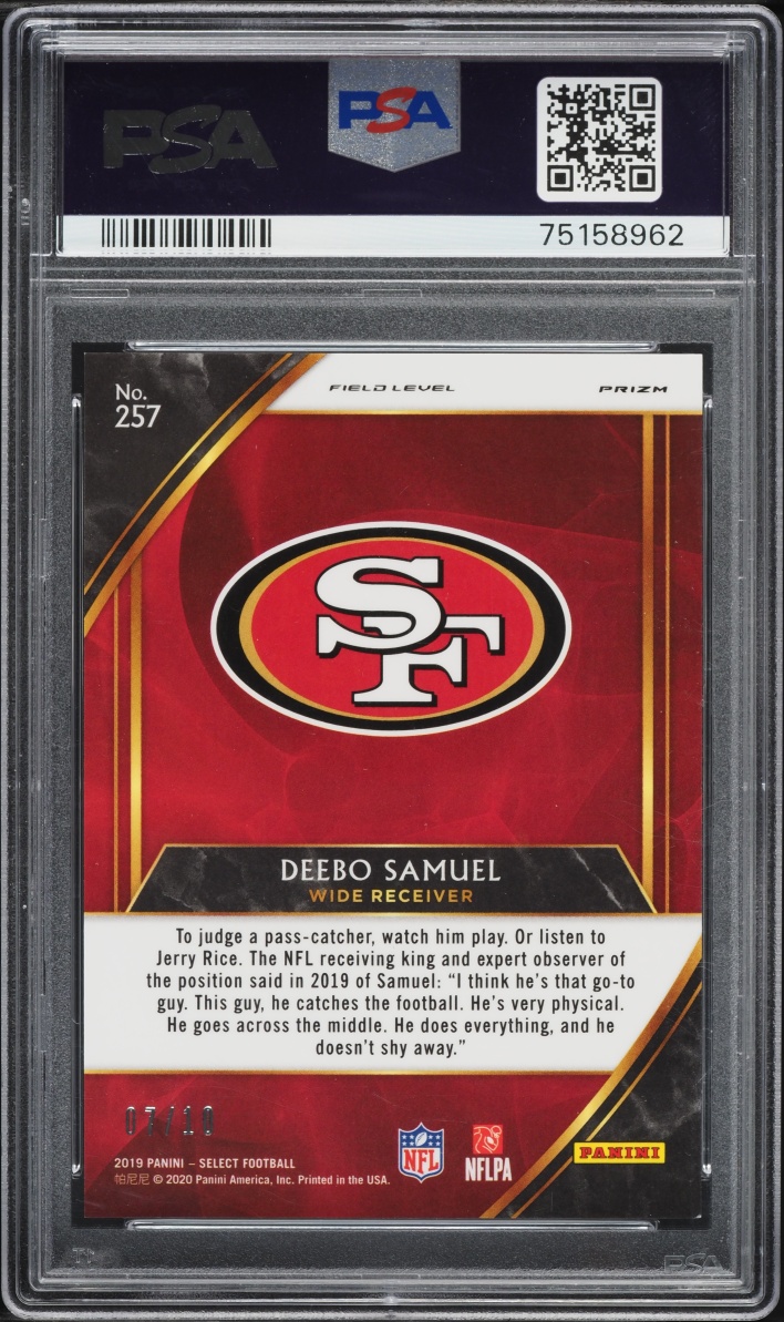 2019 Select Field Level Gold Prizm Deebo Samuel ROOKIE /10 #257 PSA 9 MINT - Photo 2