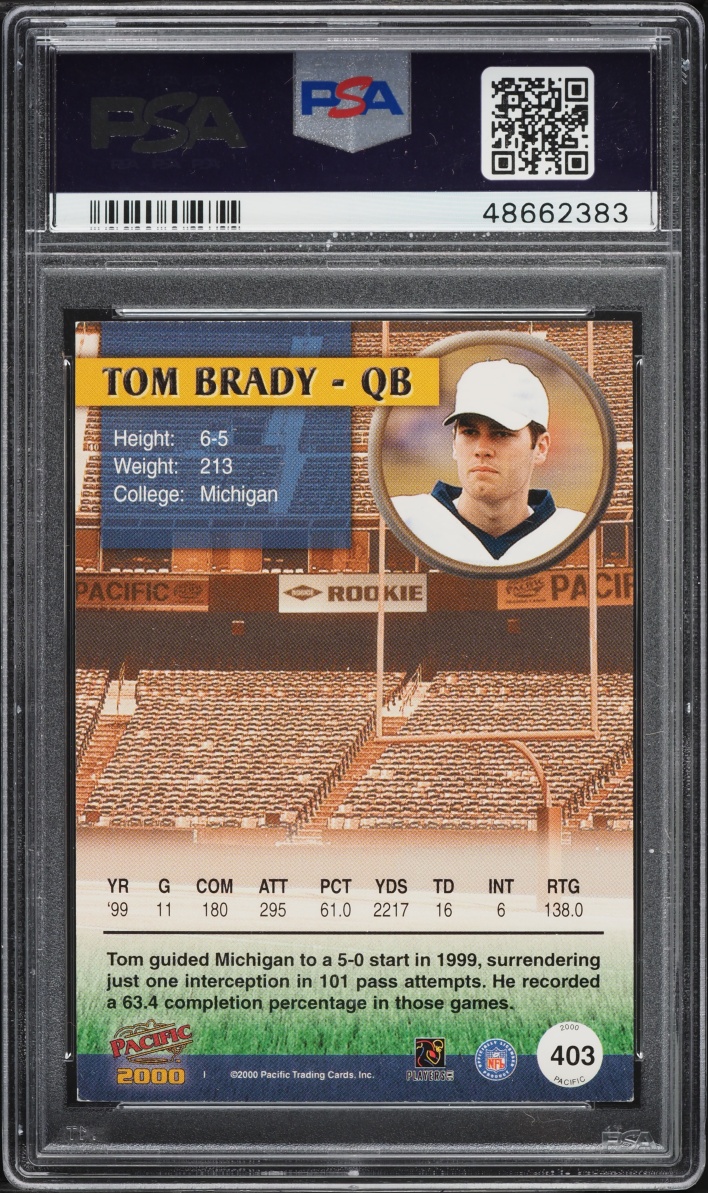 2000 Pacific Football Tom Brady ROOKIE #403 PSA 6 EXMT - Photo 2
