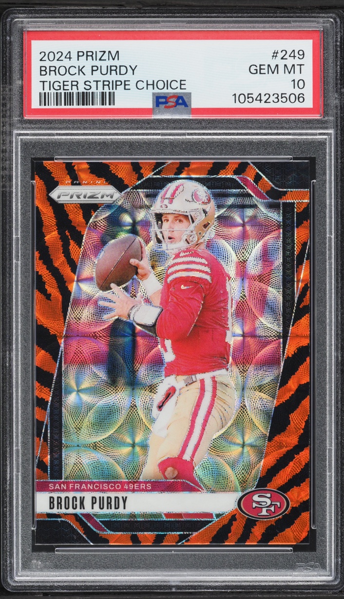 2024 Panini Prizm Tiger Stripe Choice Brock Purdy #249 PSA 10 GEM MINT
