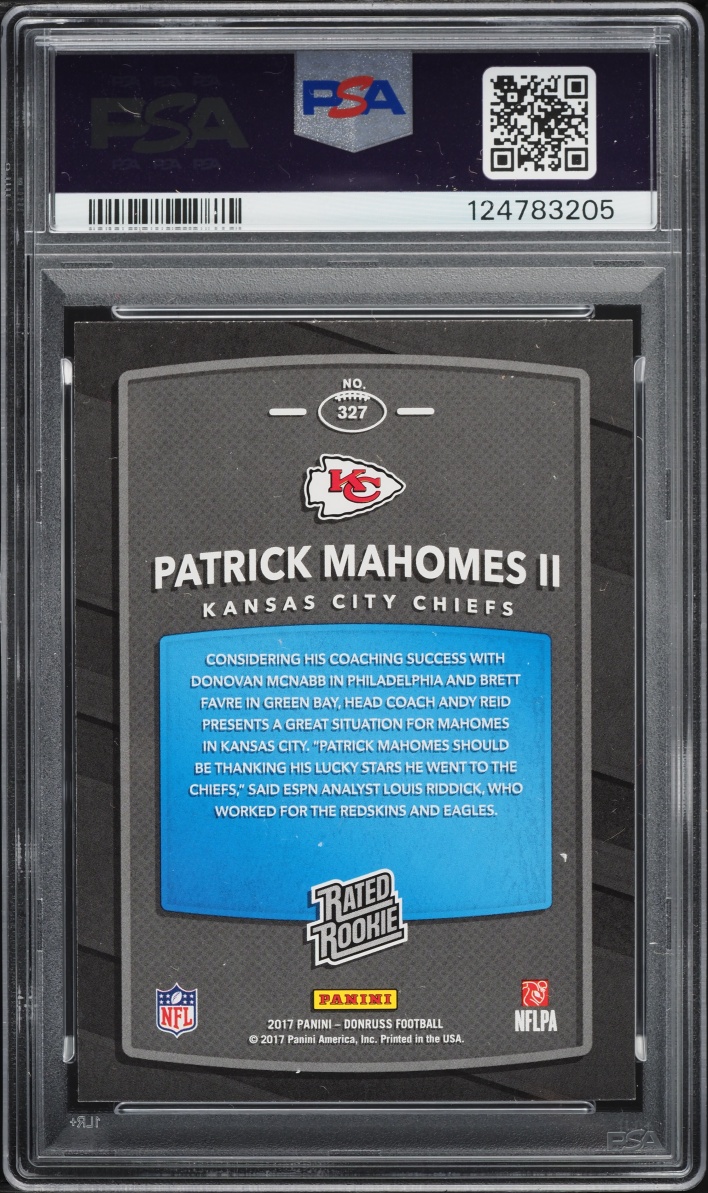 2017 Donruss Football Patrick Mahomes II ROOKIE #327 PSA 9 MINT - Photo 2