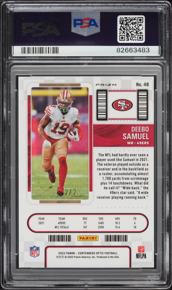 2022 Panini Contenders Optic Nebula Deebo Samuel 2/2 #48 PSA 9 MINT - Photo 2