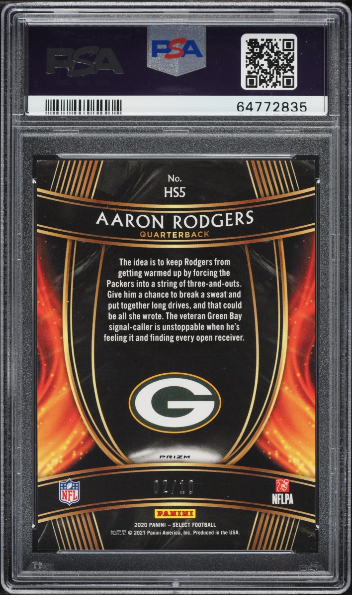 2020 Select Hot Stars Gold Prizm Aaron Rodgers /10 #HS5 PSA 9 MINT - Photo 2