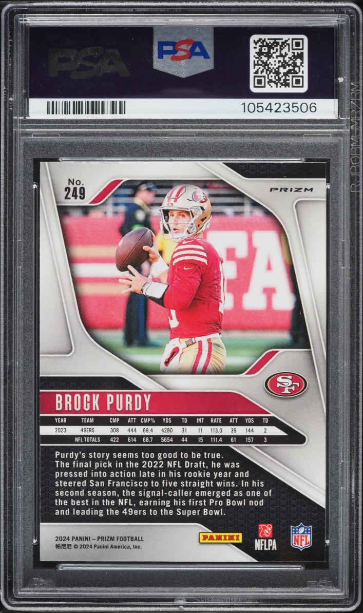 2024 Panini Prizm Tiger Stripe Choice Brock Purdy #249 PSA 10 GEM MINT - Photo 2