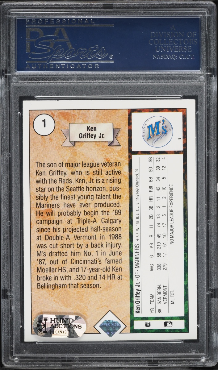 1989 Upper Deck Ken Griffey Jr. ROOKIE AUTO #1 PSA/DNA 10 - Photo 2