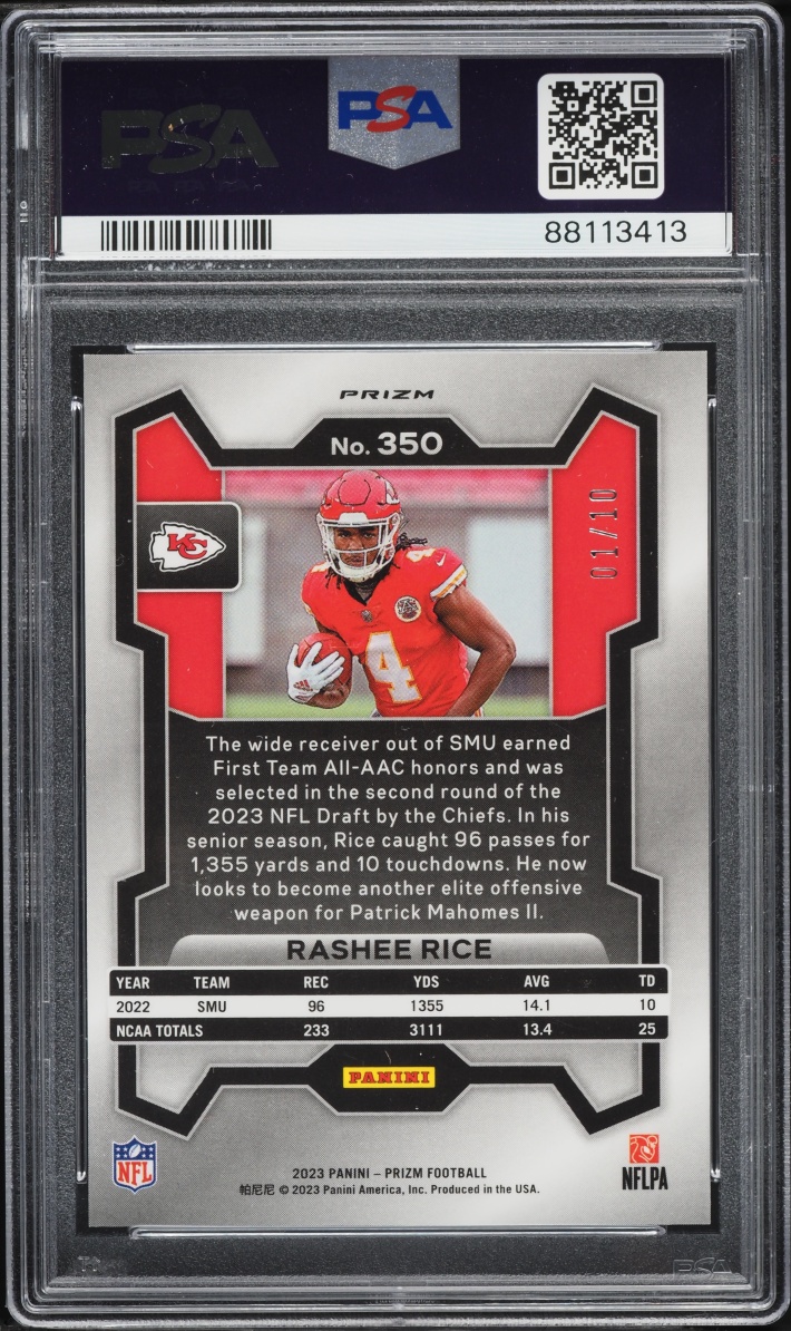2023 Panini Prizm Gold Rashee Rice ROOKIE 1/10 #350 PSA 8 NM-MT - Photo 2