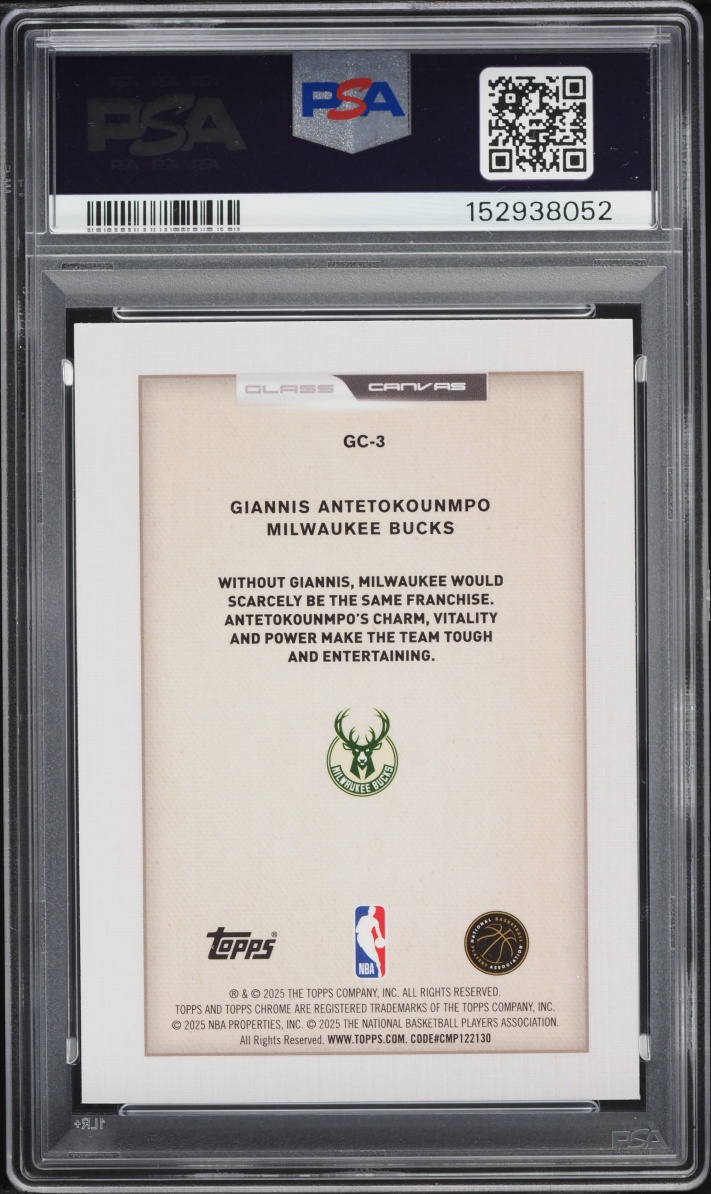 2025 Topps Chrome Glass Canvas Giannis Antetokounmpo #GC-3 PSA 8 NM-MT - Photo 2