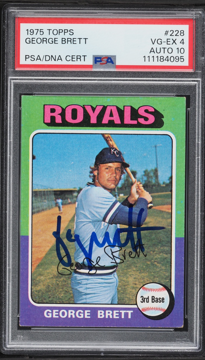 1975 Topps George Brett ROOKIE AUTO DNA 10 #228 PSA 4 VGEX