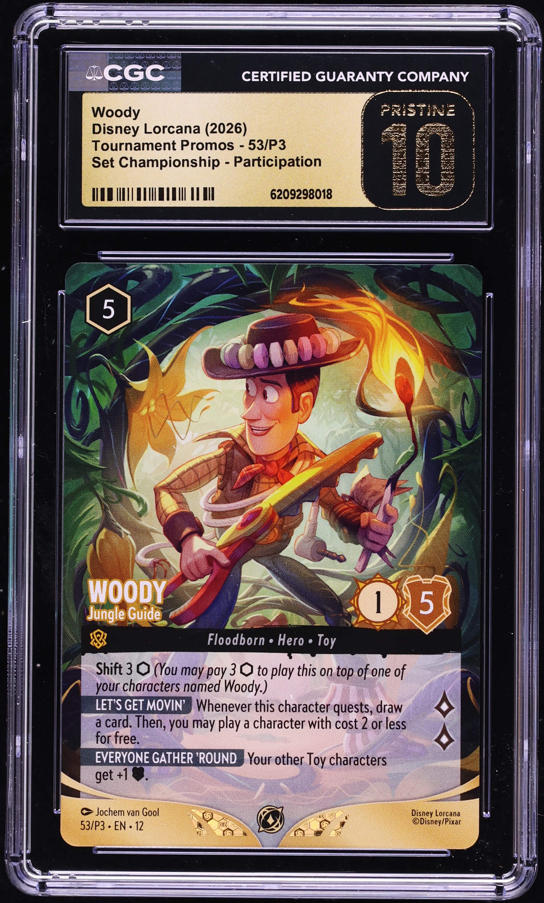 2026 Disney Lorcana Tournament Promo Set Championship Woody Jungle Guide #53 CGC 10 PRISTINE