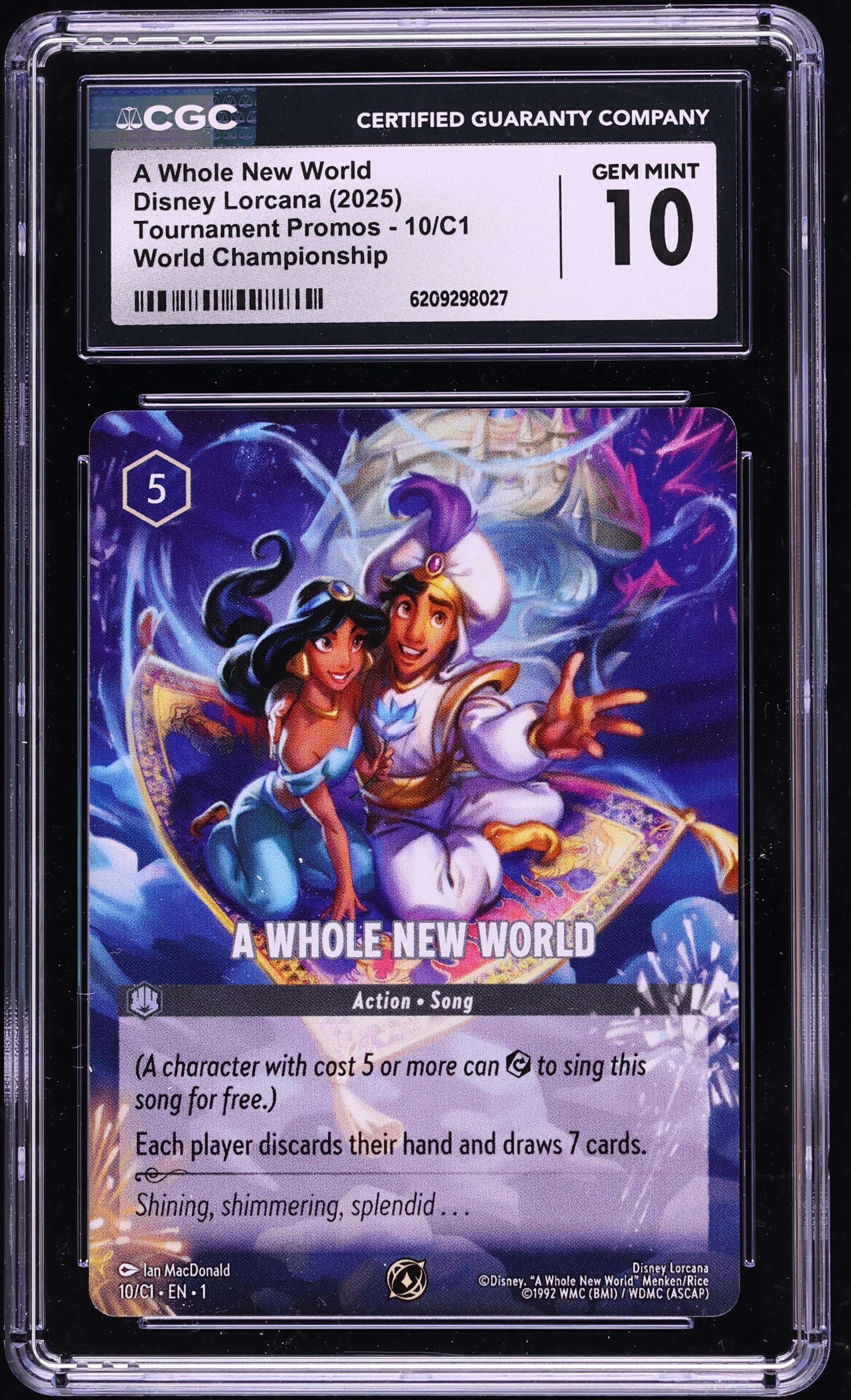 2025 Disney Lorcana Tournament Promo World Championship A Whole New World #10 CGC 10 GEM MINT