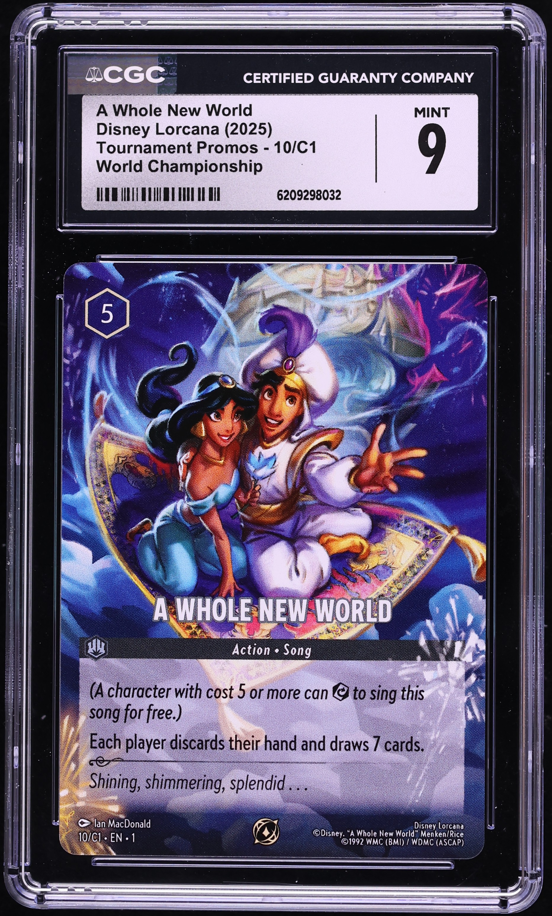 2025 Disney Lorcana Tournament Promo World Championship A Whole New World #10 CGC 9 MINT
