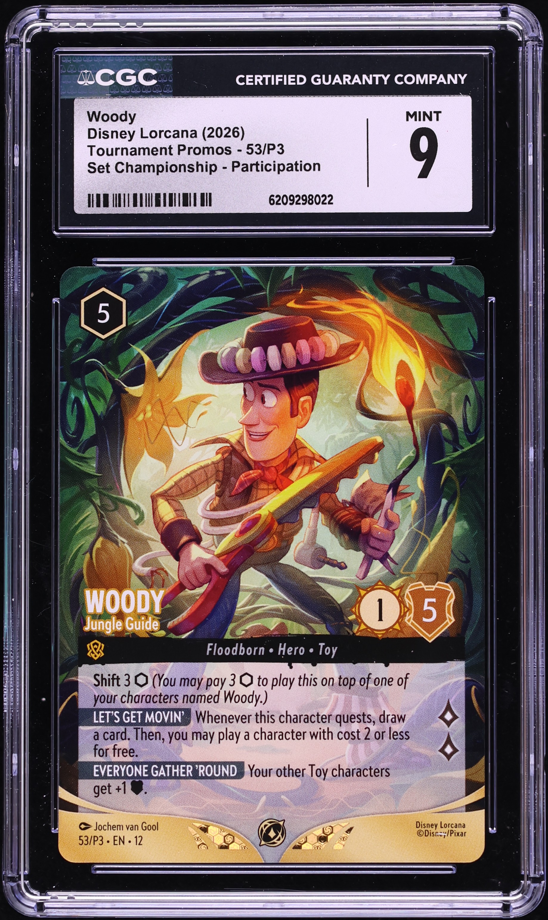 2026 Disney Lorcana Tournament Promo Set Championship Woody Jungle Guide #53 CGC 9 MINT