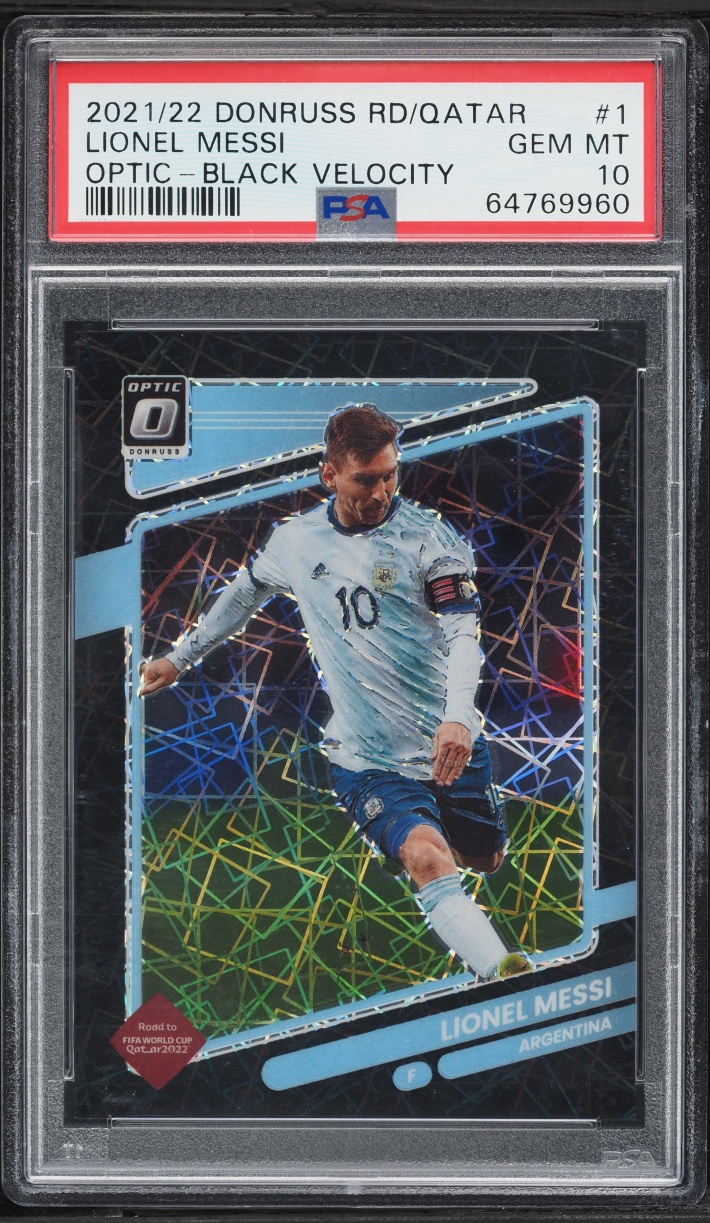 2021 Donruss Optic Road To Qatar Black Velocity Prizm Lionel Messi /25 #1 PSA 10 GEM MINT