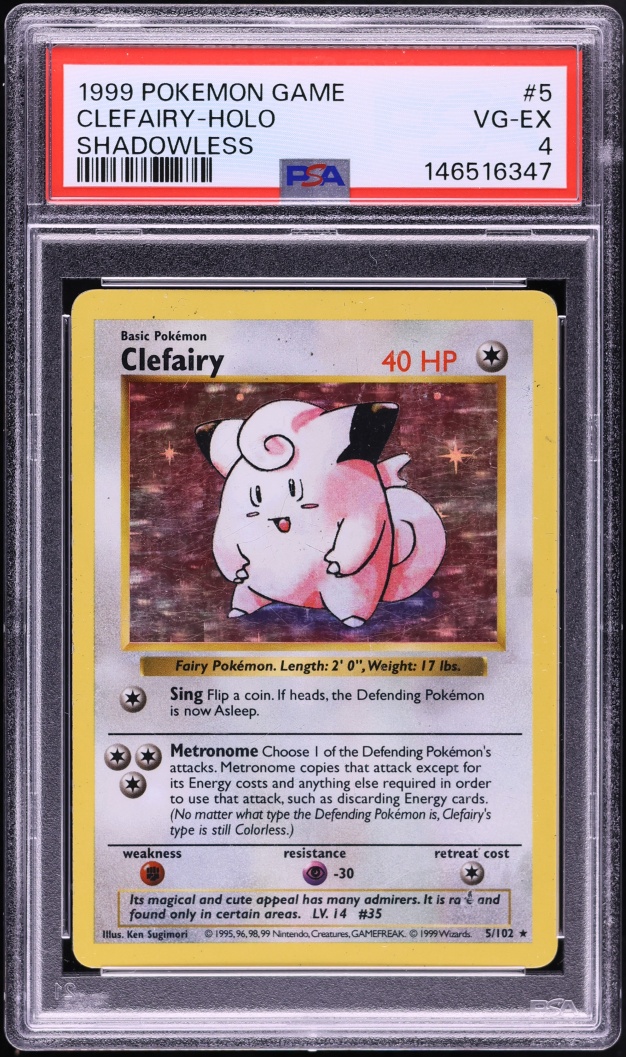 1999 Pokemon Base Set Shadowless Holo Clefairy #5 PSA 4 VGEX