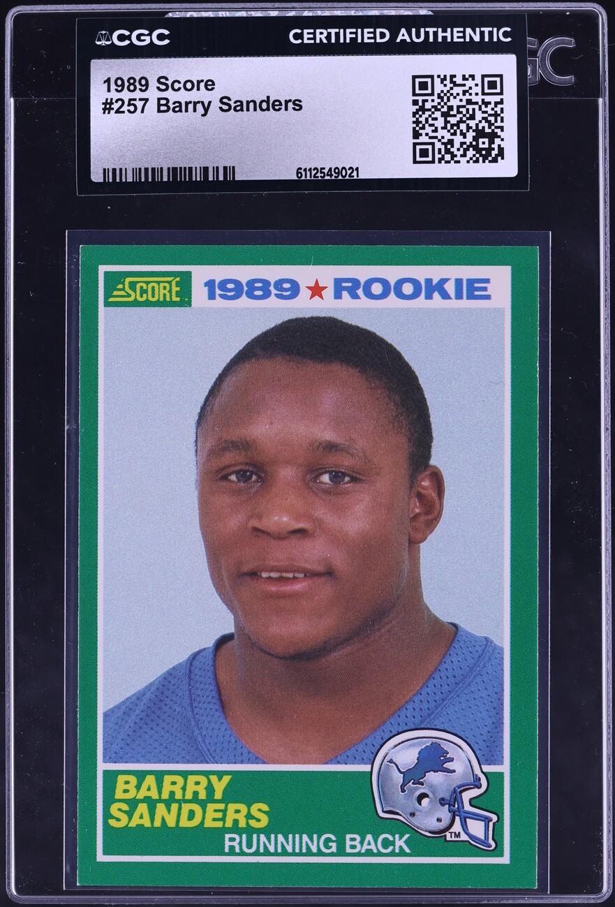 1989 Score Football Barry Sanders ROOKIE #257 CGC AUTH