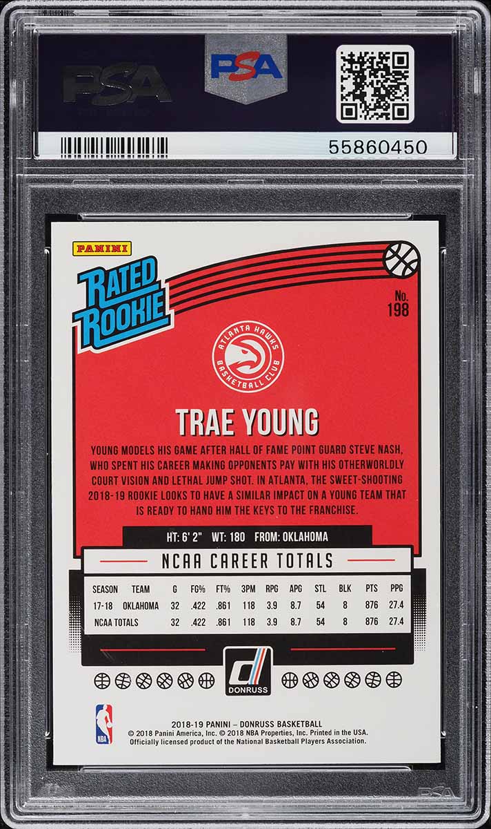 2018 Donruss Yellow Flood Trae Young ROOKIE #198 PSA 10 GEM MINT