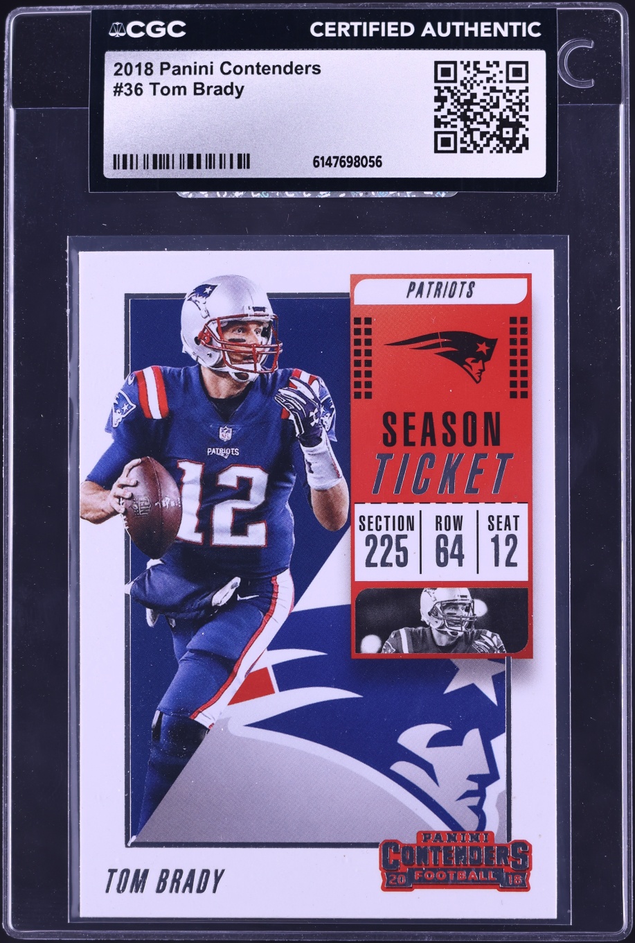 2018 Panini Contenders Tom Brady #36 CGC AUTH