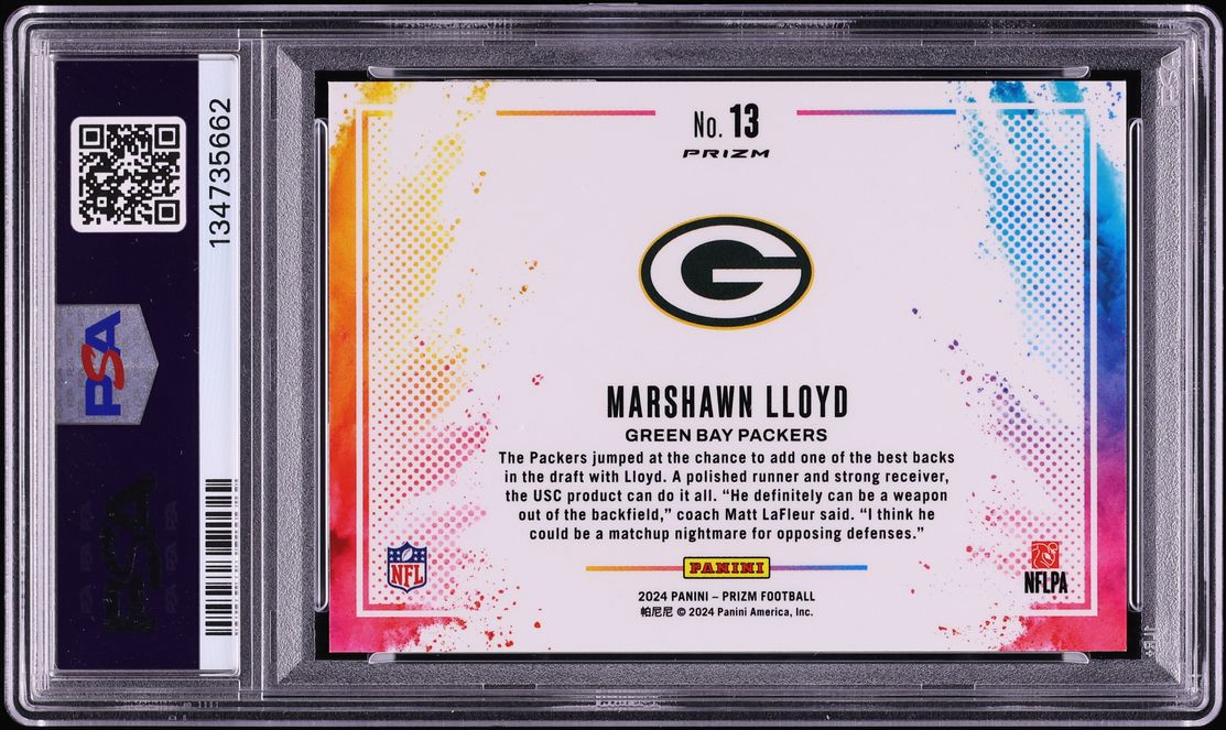 2024 Panini Prizm Color Blast MarShawn Lloyd ROOKIE #13 PSA 9 MINT
