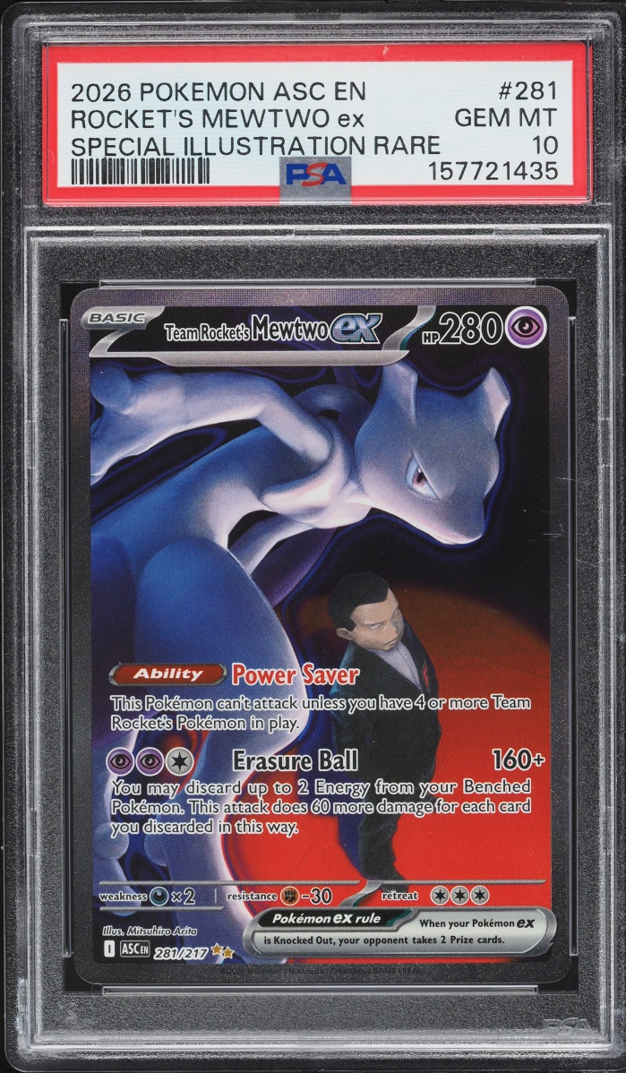 2026 Pokemon Mega Evolution Ascended Heroes SIR Team Rocket's Mewtwo ex #281 PSA 10 GEM MINT