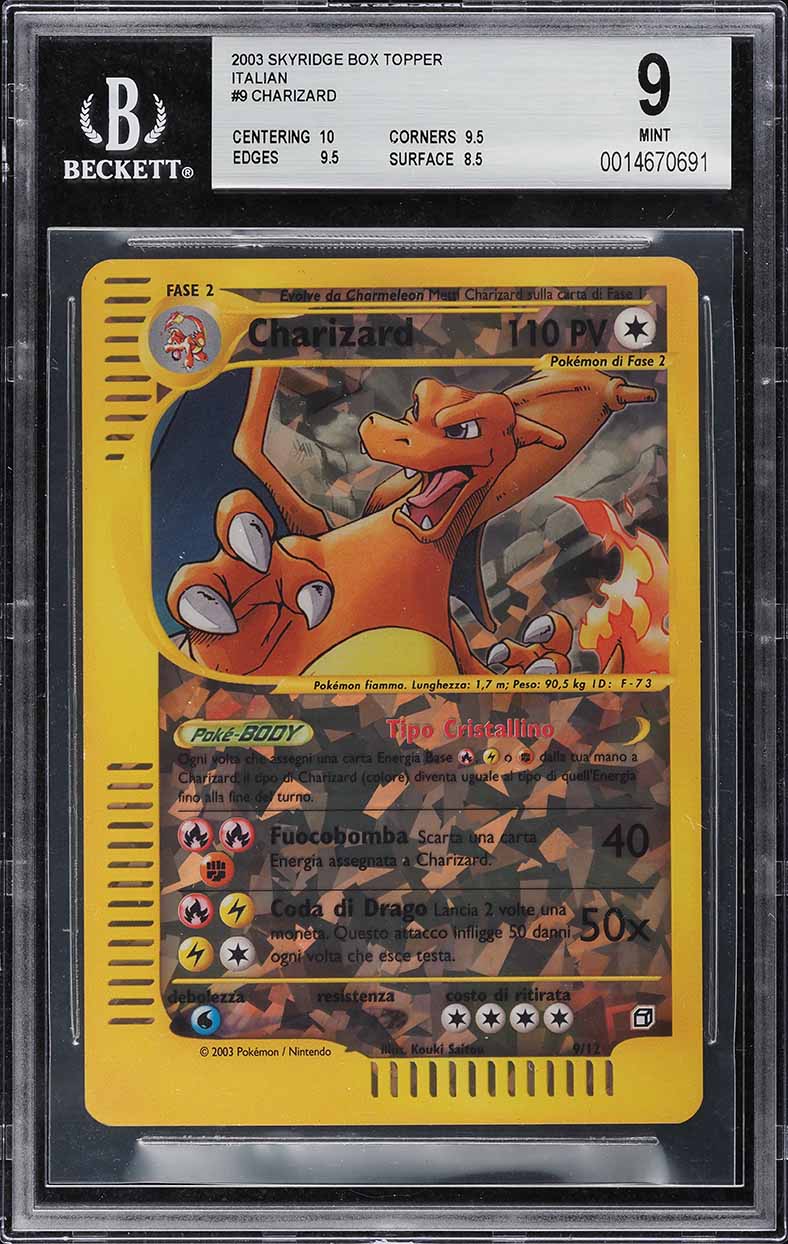 2003 Pokemon Italian Skyridge Box Topper Charizard #9 BGS 9 MINT
