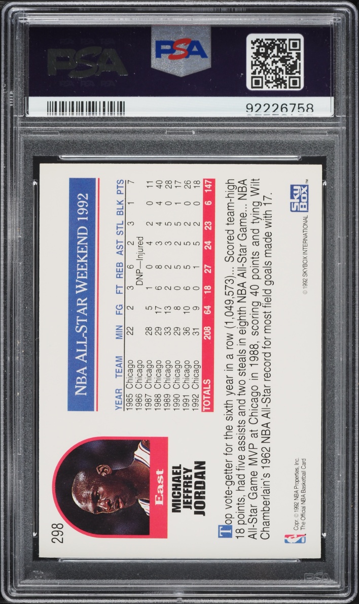 1992 Hoops Michael Jordan #298 PSA 10 GEM MINT