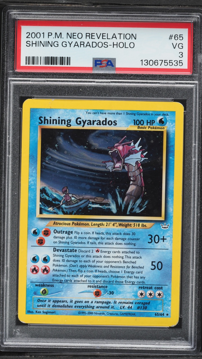 2001 Pokemon Neo Revelation Holo Shining Gyarados #65 PSA 3 VG