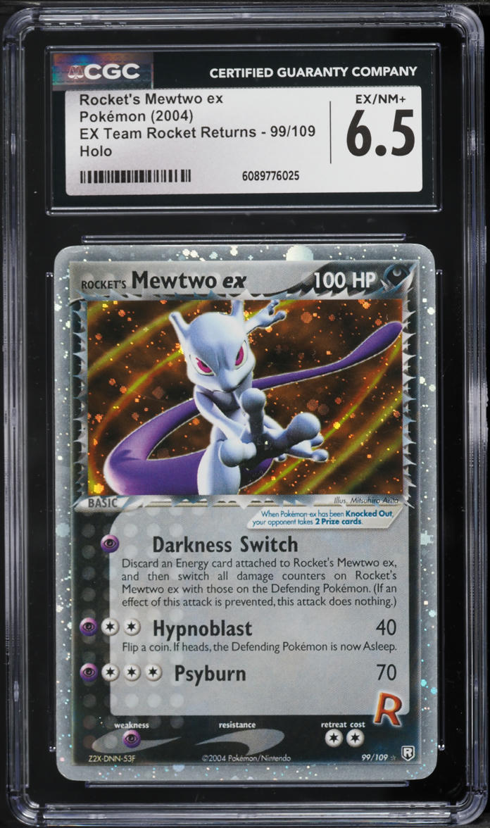 2004 Pokemon Ex Team Rocket Returns Holo Rocket's Mewtwo Ex #99 CGC 6.5 EXMT+