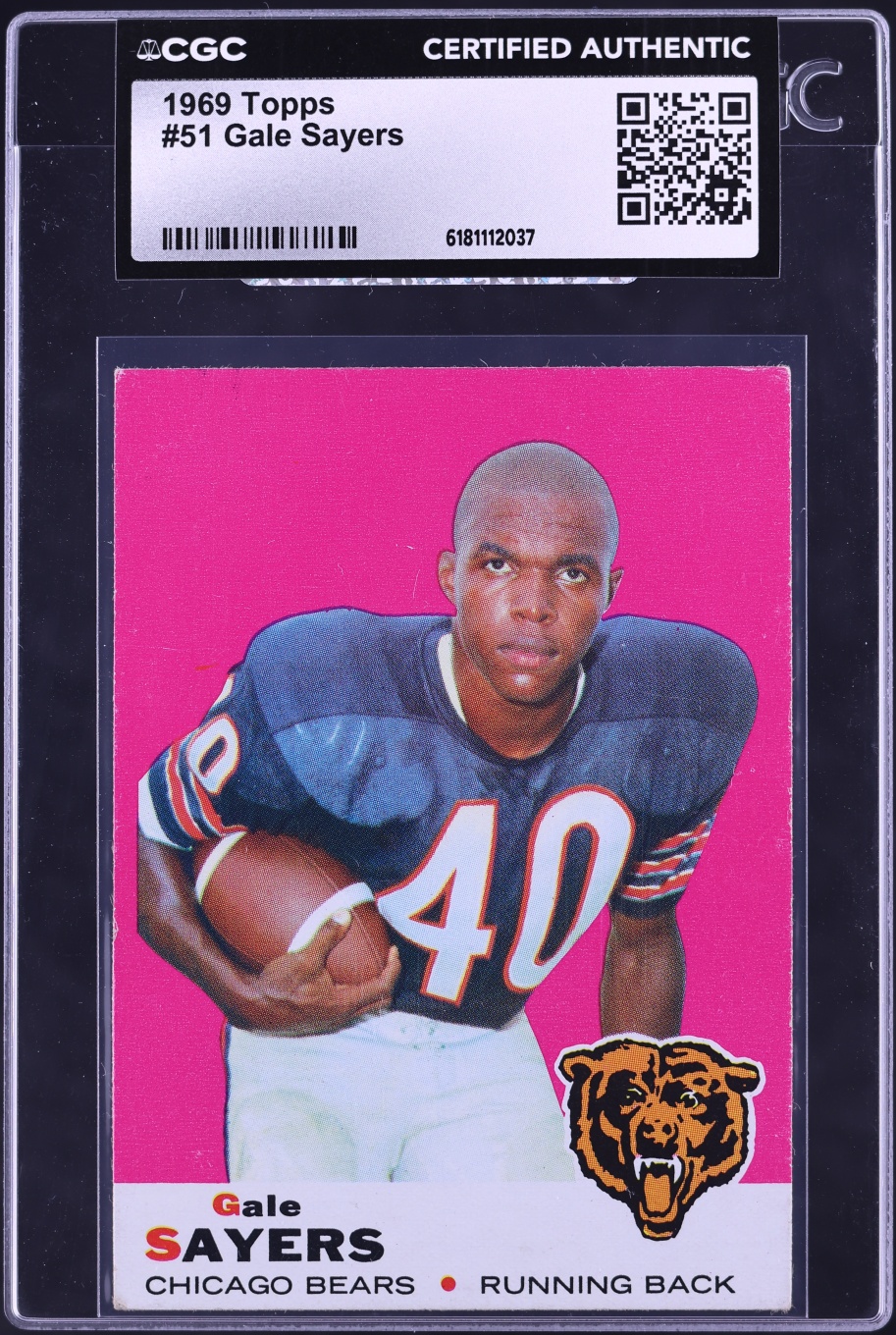1969 Topps Football Gale Sayers #51 CGC AUTH
