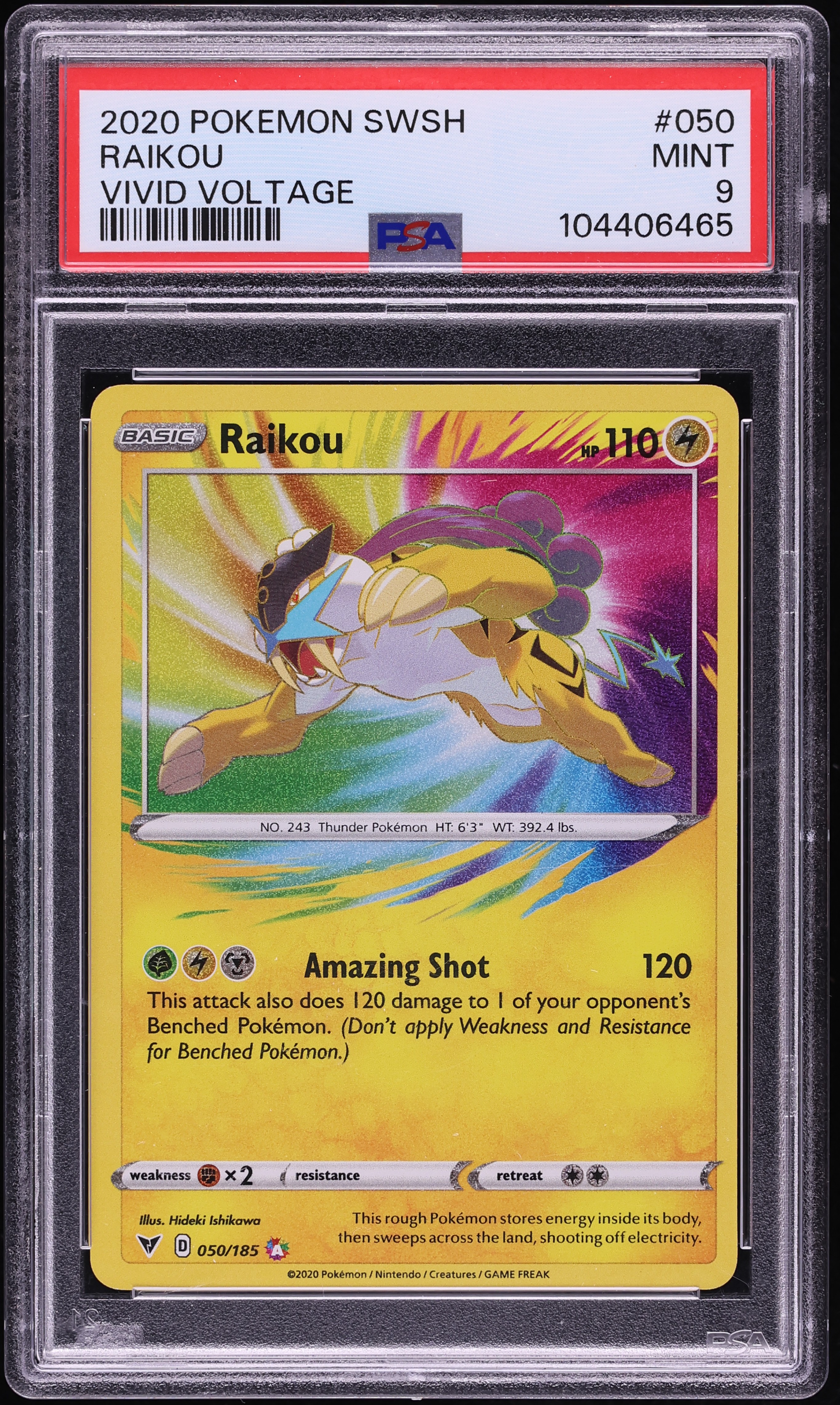 2020 Pokemon Sword & Shield Vivid Voltage Amazing Rare Raikou #50 PSA 9 MINT