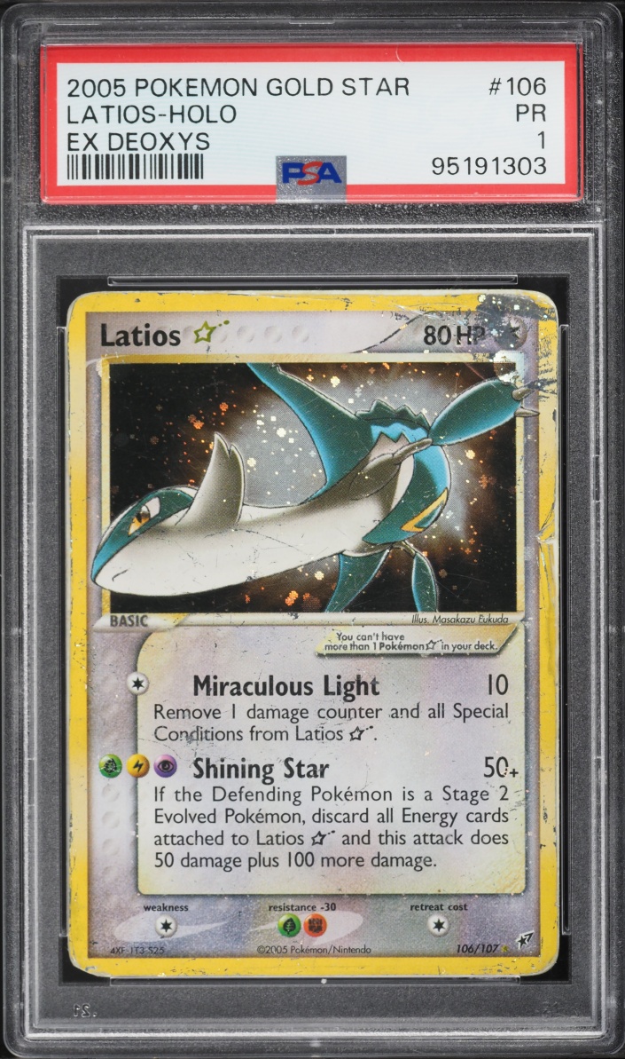 2005 Pokemon EX Deoxys Holo Latios Gold Star #106 PSA 1 PR