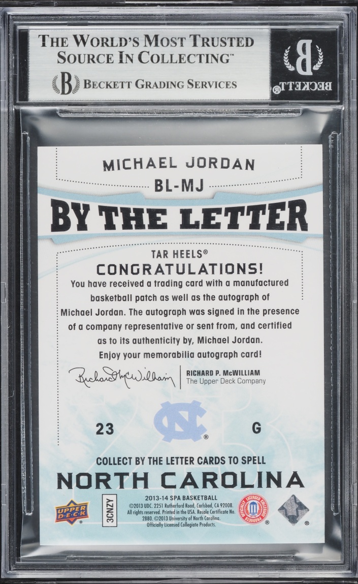 2013 SP Authentic By The Letter Michael Jordan PATCH /23 #BL-MJ BGS 8.5 NM-MT+