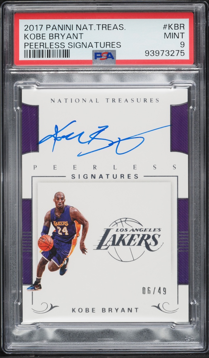 2017 National Treasures Peerless Signatures Kobe Bryant AUTO /49 #PS-KBR PSA 9 MINT