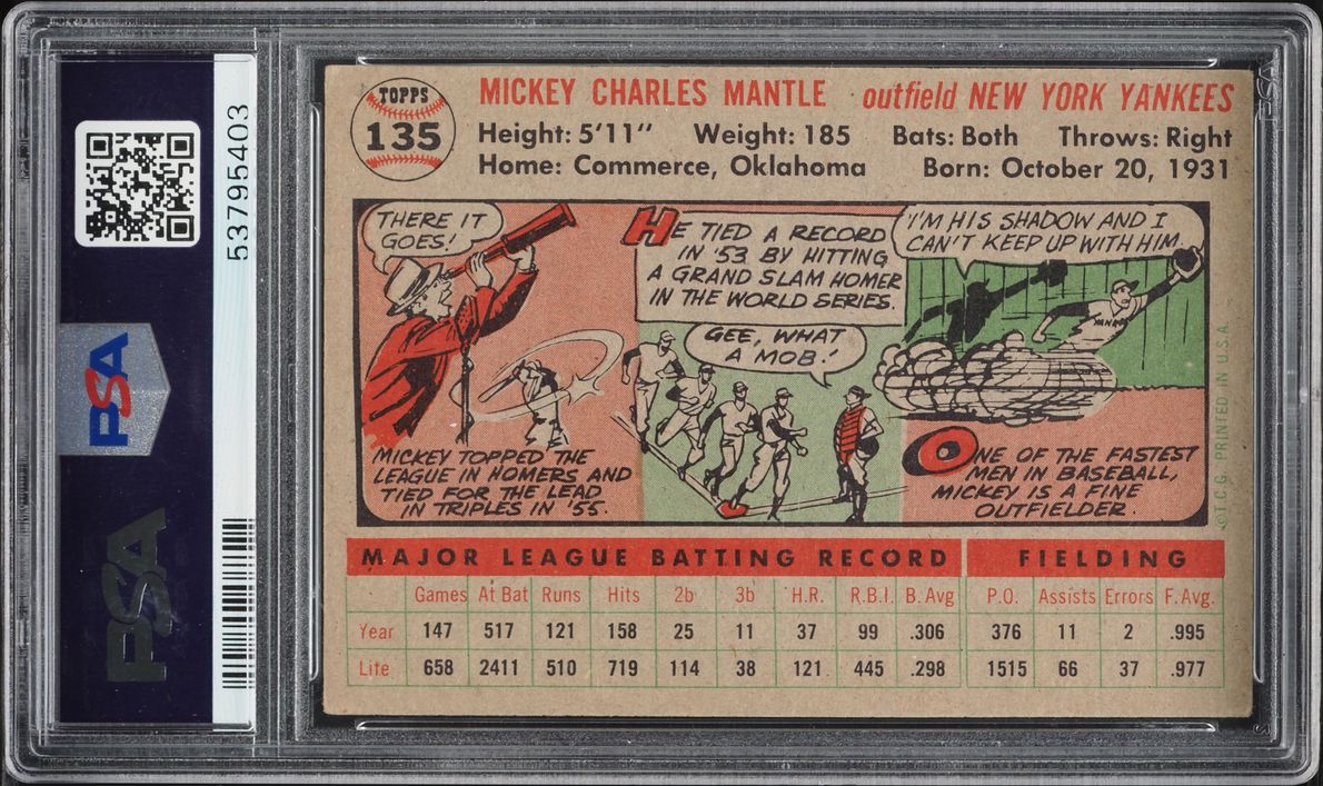 1956 Topps Mickey Mantle #135 PSA 5 EX
