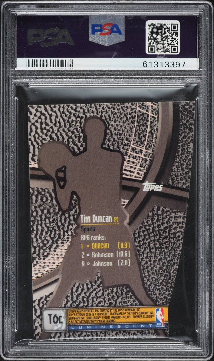 1998 Stadium Club Triumvirate Luminescent Tim Duncan #T6C PSA 9 MINT
