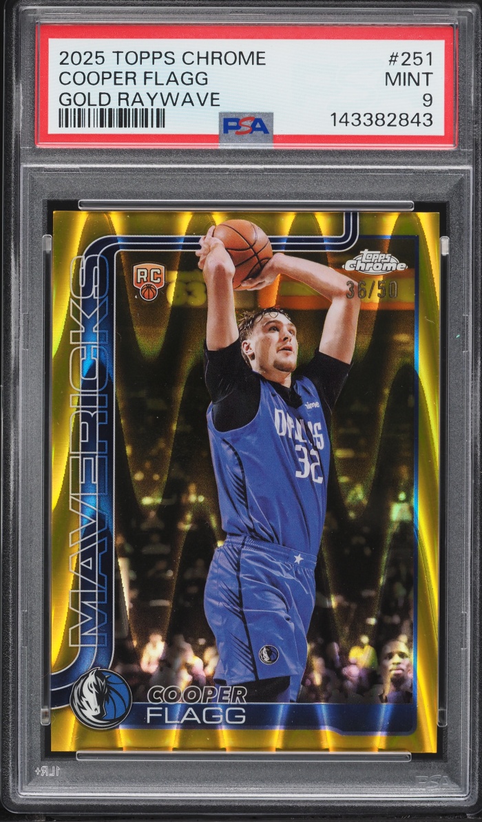2025 Topps Chrome Gold Raywave Cooper Flagg ROOKIE /50 #251 PSA 9 MINT