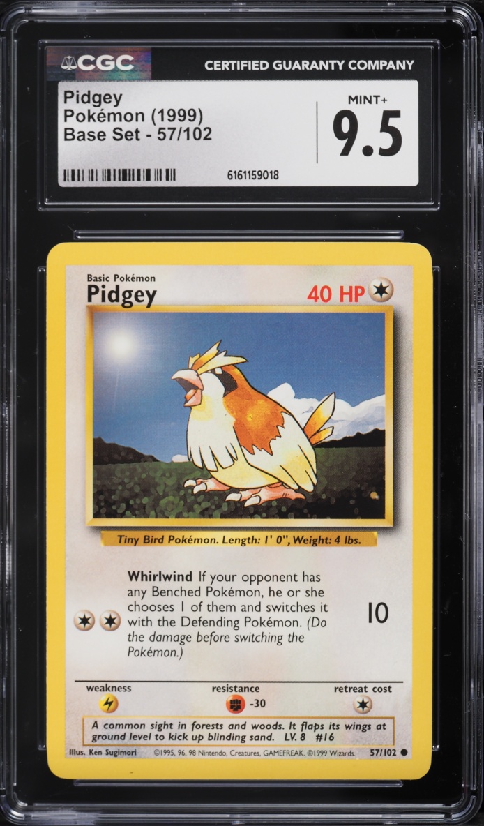 1999 Pokemon Base Set Pidgey #57 CGC 9.5 MINT+