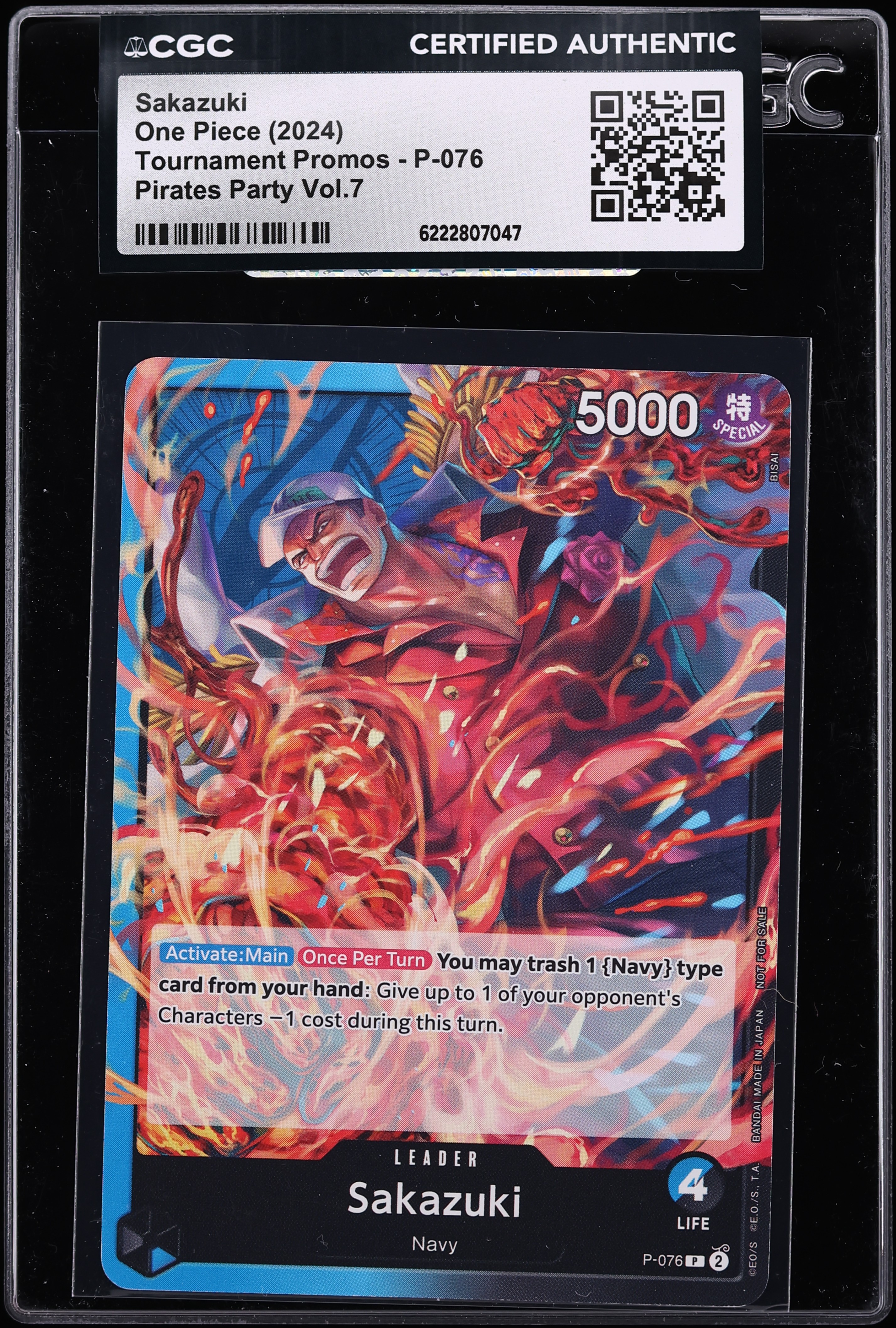 2024 One Piece Promo Pirates Party Vol.7 Leader Sakazuki #P-076 CGC AUTH