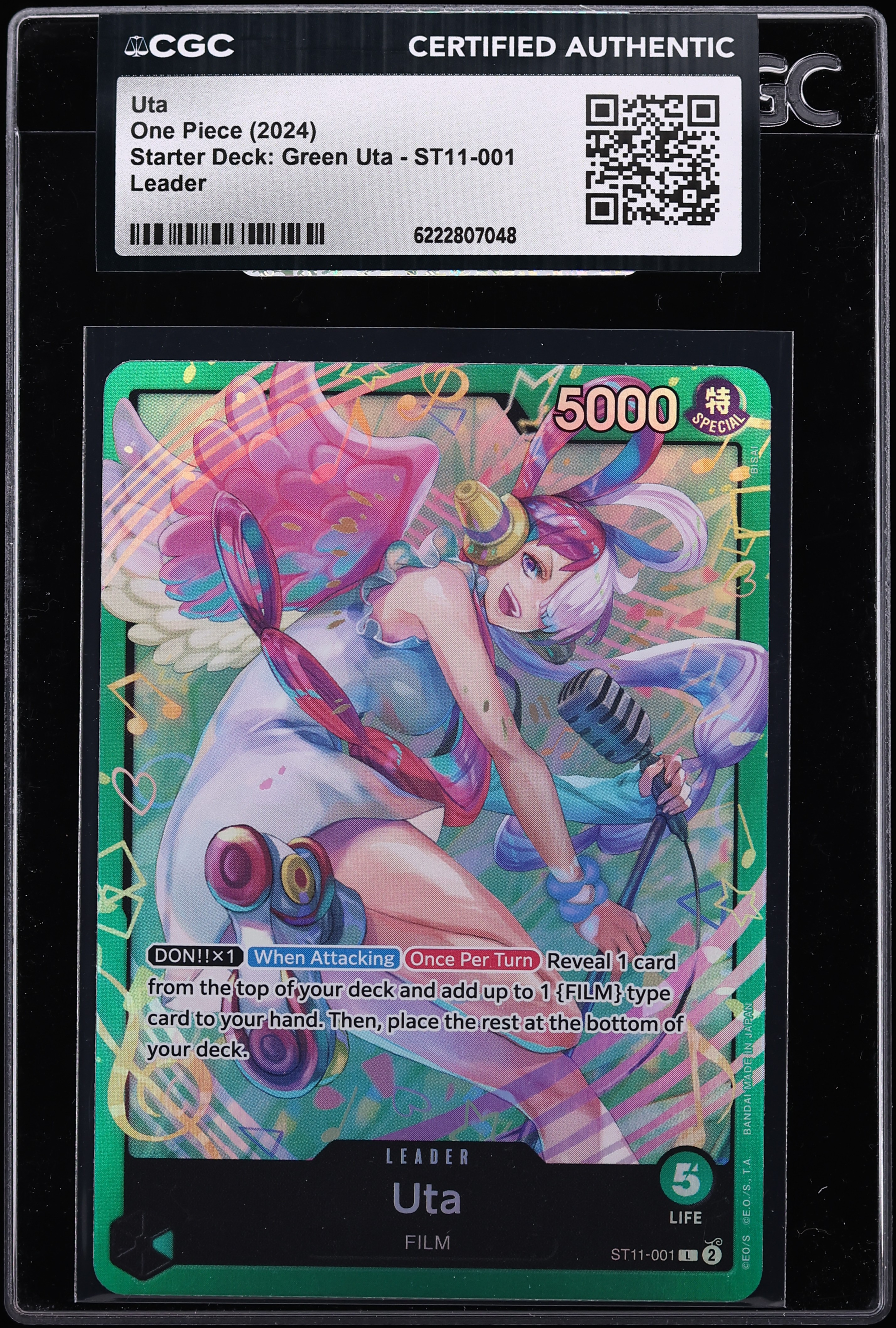 2024 One Piece Starter Deck Green Leader Uta #ST11-001 CGC AUTH