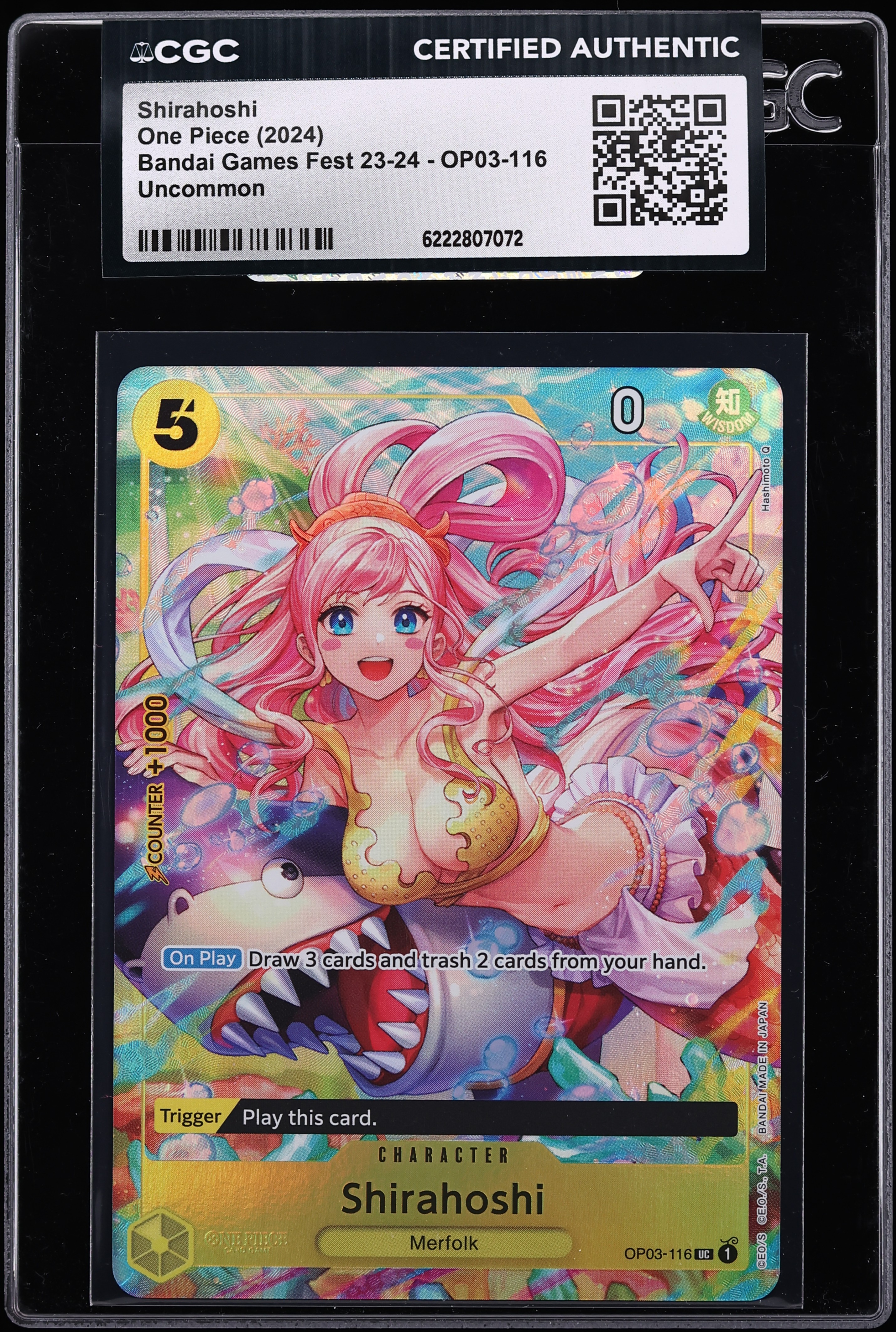 2024 One Piece Bandai Games Fest '23 Shirahoshi #OP03-116 CGC AUTH