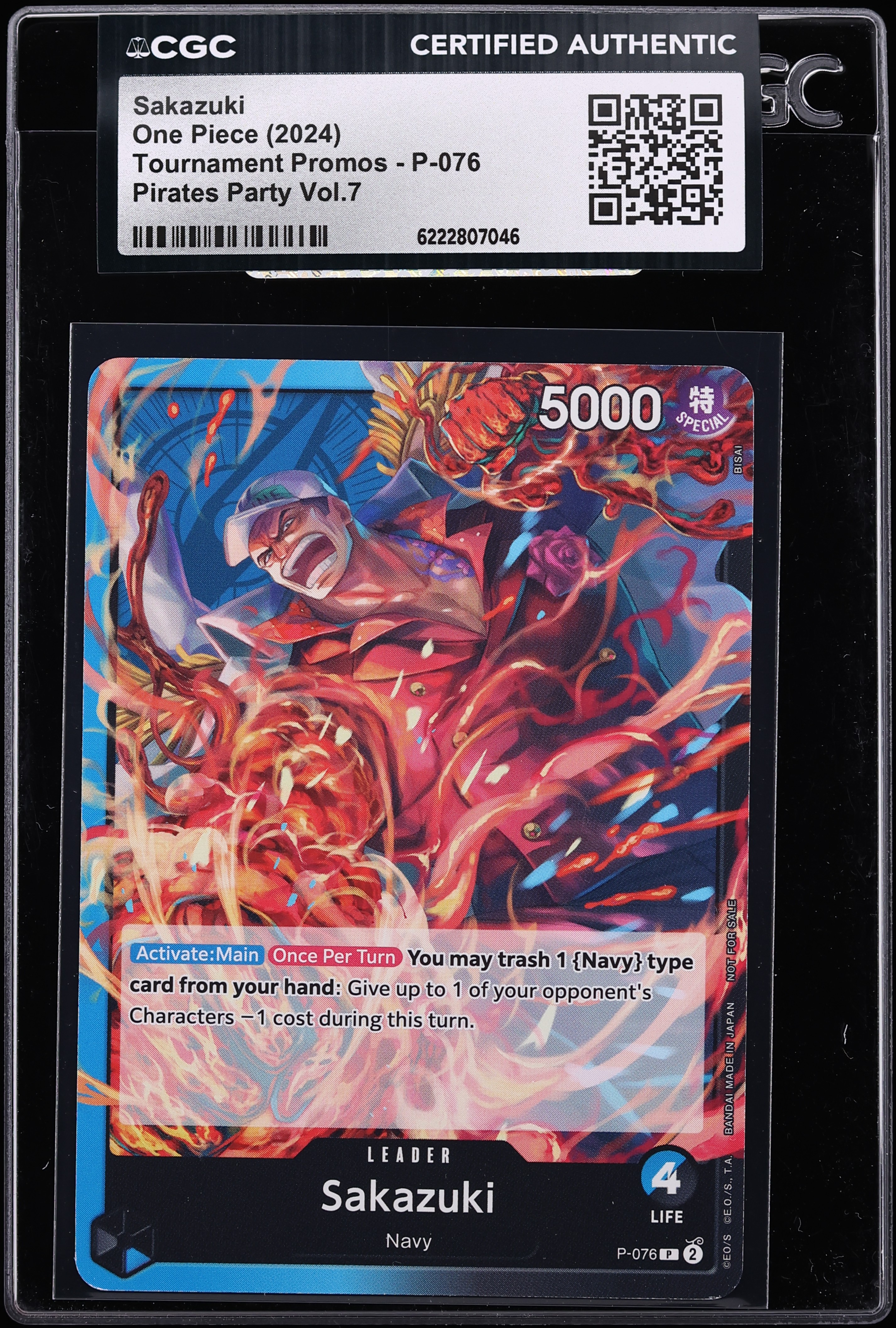 2024 One Piece Promo Pirates Party Vol.7 Leader Sakazuki #P-076 CGC AUTH